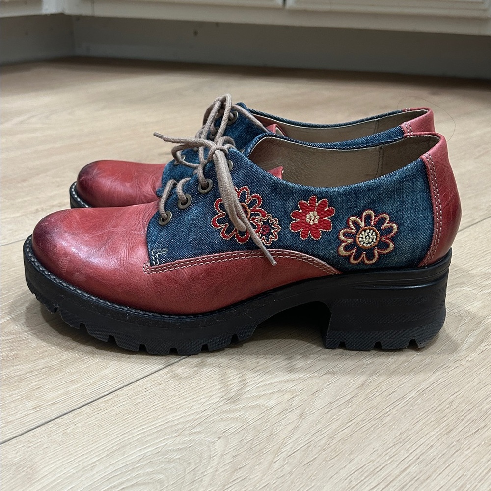 Dromedaris Whimsy Flowers Kiara Lug Sole Oxford Size 39 - Picture 3 of 16